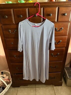 Blue and White Striped Tunic Dress